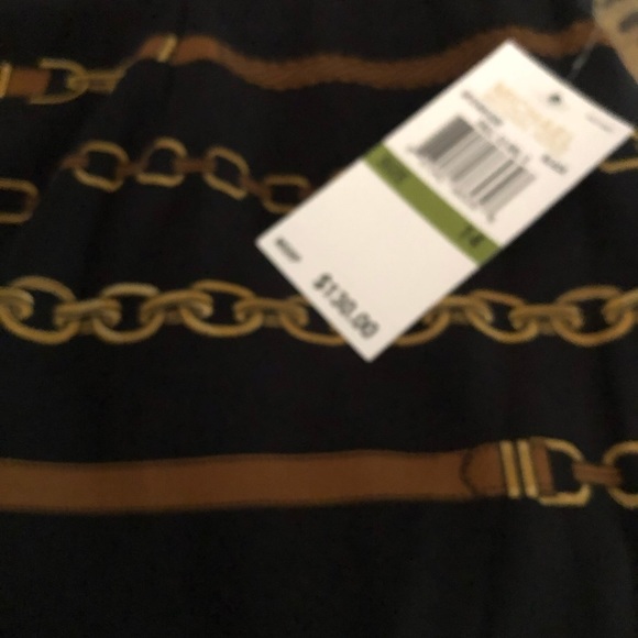 Micheal Kors size 14 black chain print skirt with self belt NWT - Picture 4 of 13